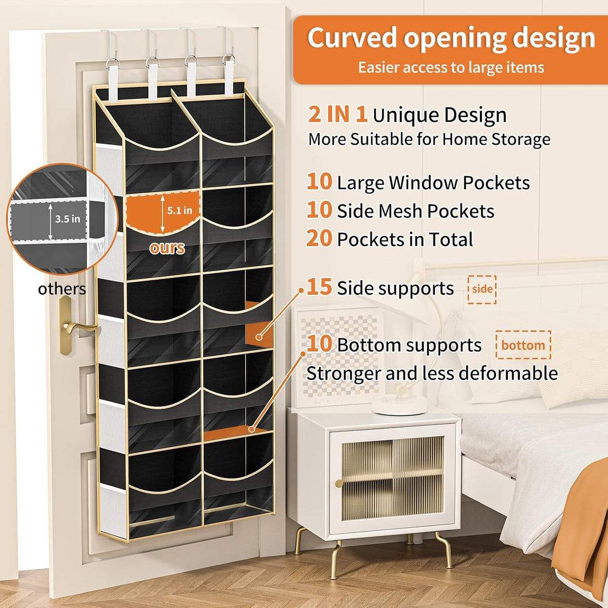 5 Tier Over Door Organizer Nursery with Tassels and Clear Window