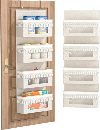 5 Tier Over Door Organizer Nursery with Tassels and Clear Window