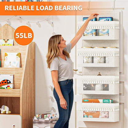 5 Tier Over Door Organizer Nursery with Tassels and Clear Window