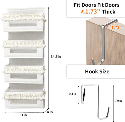 5 Tier Over Door Organizer Nursery with Tassels and Clear Window