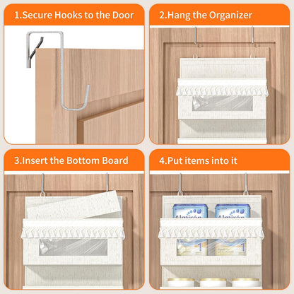 5 Tier Over Door Organizer Nursery with Tassels and Clear Window