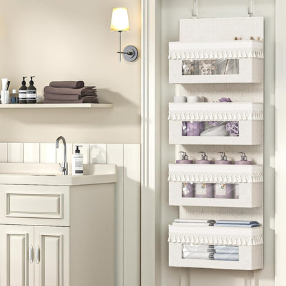 5 Tier Over Door Organizer Nursery with Tassels and Clear Window
