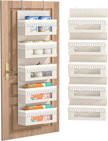 5 Tier Over Door Organizer Nursery with Tassels and Clear Window