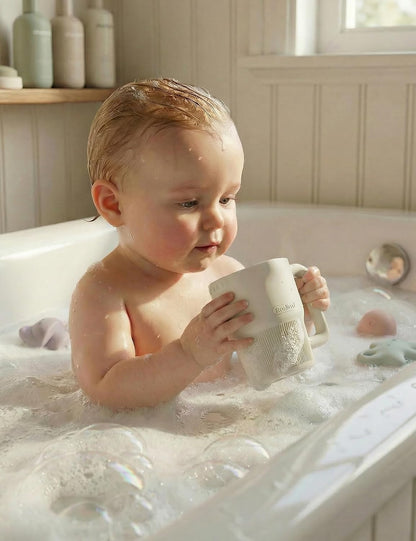 Silicone Baby Bath Rinse Cup - Shampoo & Body Washing Rinser for Kids & Toddlers, Lightweight Bath Cups for Rinsing Hair, Easy-Grip Handle, Ultra Soft Material (Olive Green)