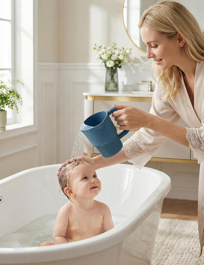 Silicone Baby Bath Rinse Cup - Shampoo & Body Washing Rinser for Kids & Toddlers, Lightweight Bath Cups for Rinsing Hair, Easy-Grip Handle, Ultra Soft Material (Olive Green)