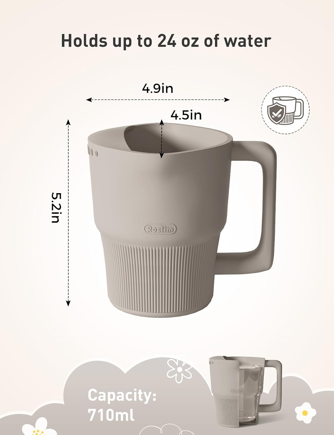 Silicone Baby Bath Rinse Cup - Shampoo & Body Washing Rinser for Kids & Toddlers, Lightweight Bath Cups for Rinsing Hair, Easy-Grip Handle, Ultra Soft Material (Olive Green)