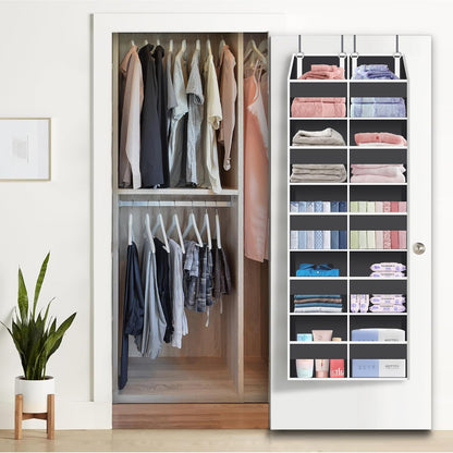 UVIAHOMI 2 Pack - Over The Door Organizer 5 Tiers, Extra Large Behind Door Storage of 10 Big Front & 10 Mesh Pockets, 80lb Weight Capacity, Hanging Doors Storage for Closet Bedroom Nursery, Dark Gray