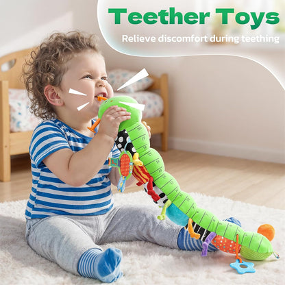 Musical Stuffed Caterpillar Toys with Teether and Baby Mirror