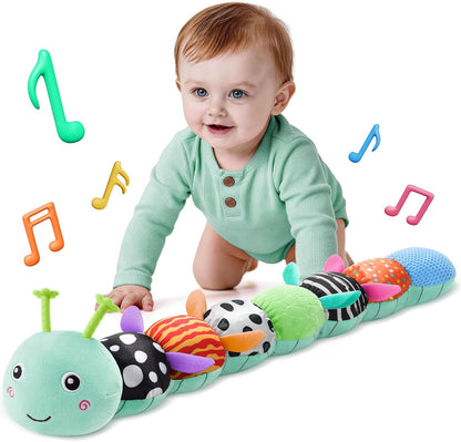 Musical Stuffed Caterpillar Toys with Teether and Baby Mirror