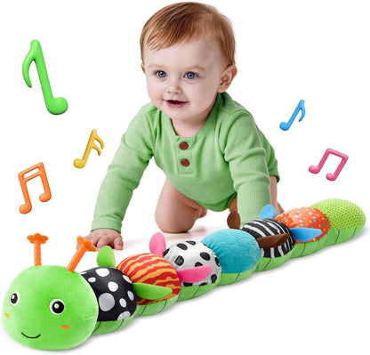 Musical Stuffed Caterpillar Toys with Teether and Baby Mirror