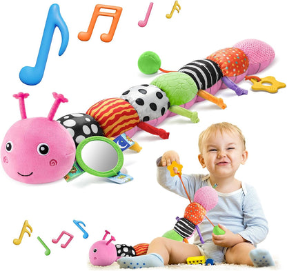 Musical Stuffed Caterpillar Toys with Teether and Baby Mirror