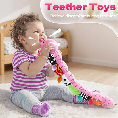 Musical Stuffed Caterpillar Toys with Teether and Baby Mirror