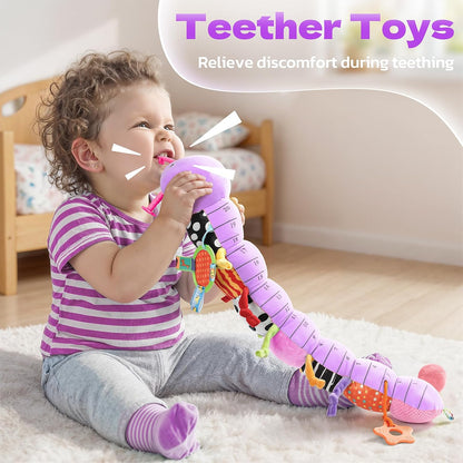 Musical Stuffed Caterpillar Toys with Teether and Baby Mirror