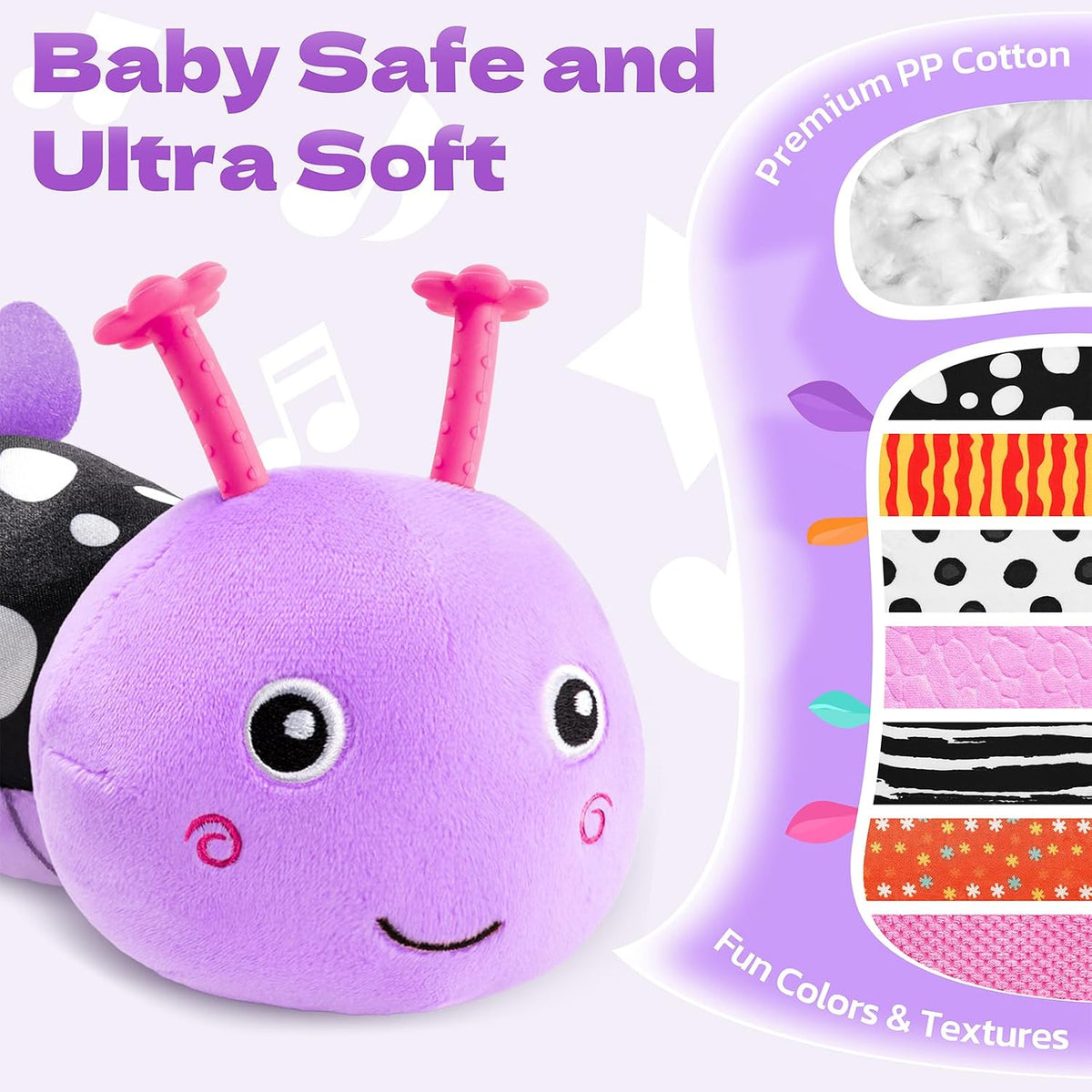 Musical Stuffed Caterpillar Toys with Teether and Baby Mirror