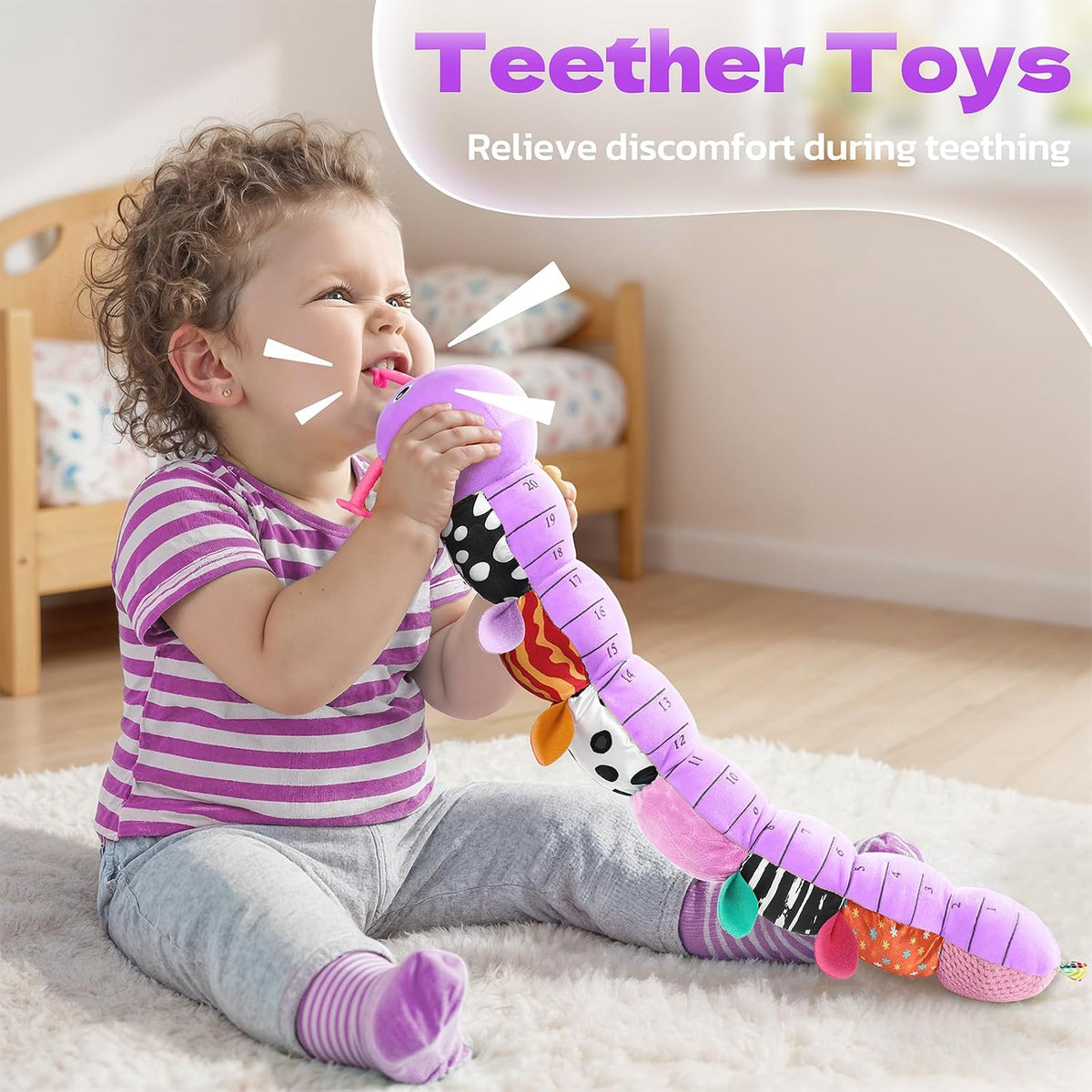 Musical Stuffed Caterpillar Toys with Teether and Baby Mirror