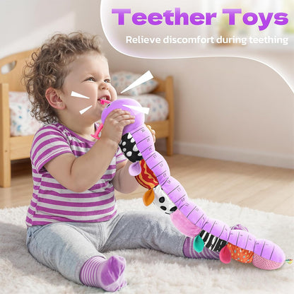 Musical Stuffed Caterpillar Toys with Teether and Baby Mirror