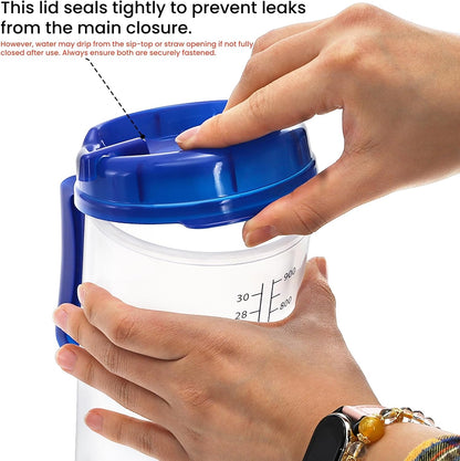 4 Pack Hospital Water Cup with Straw and Lid, 32 OZ Double-Walled Insulated Hospital Mug, Plastic Hospital Drinking Bottle Carafe with Scales for Daily Intake Remind, Kitchen, Bake, Nursing