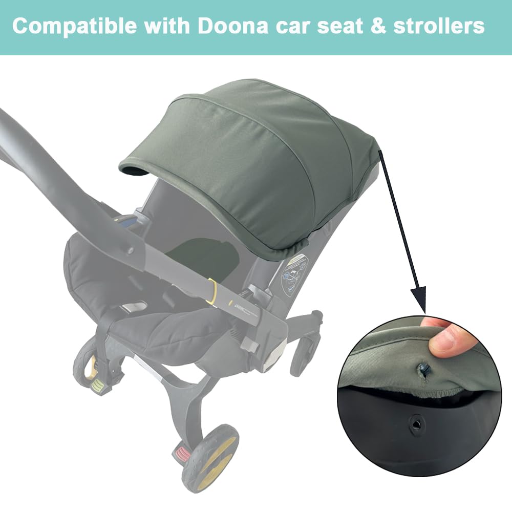 Stroller Accessories Replacement Canopy Compatible with Doona+ and Doona i Car Seats & Strollers, Larger Sunshade, Durable Fabric (Desert Green)