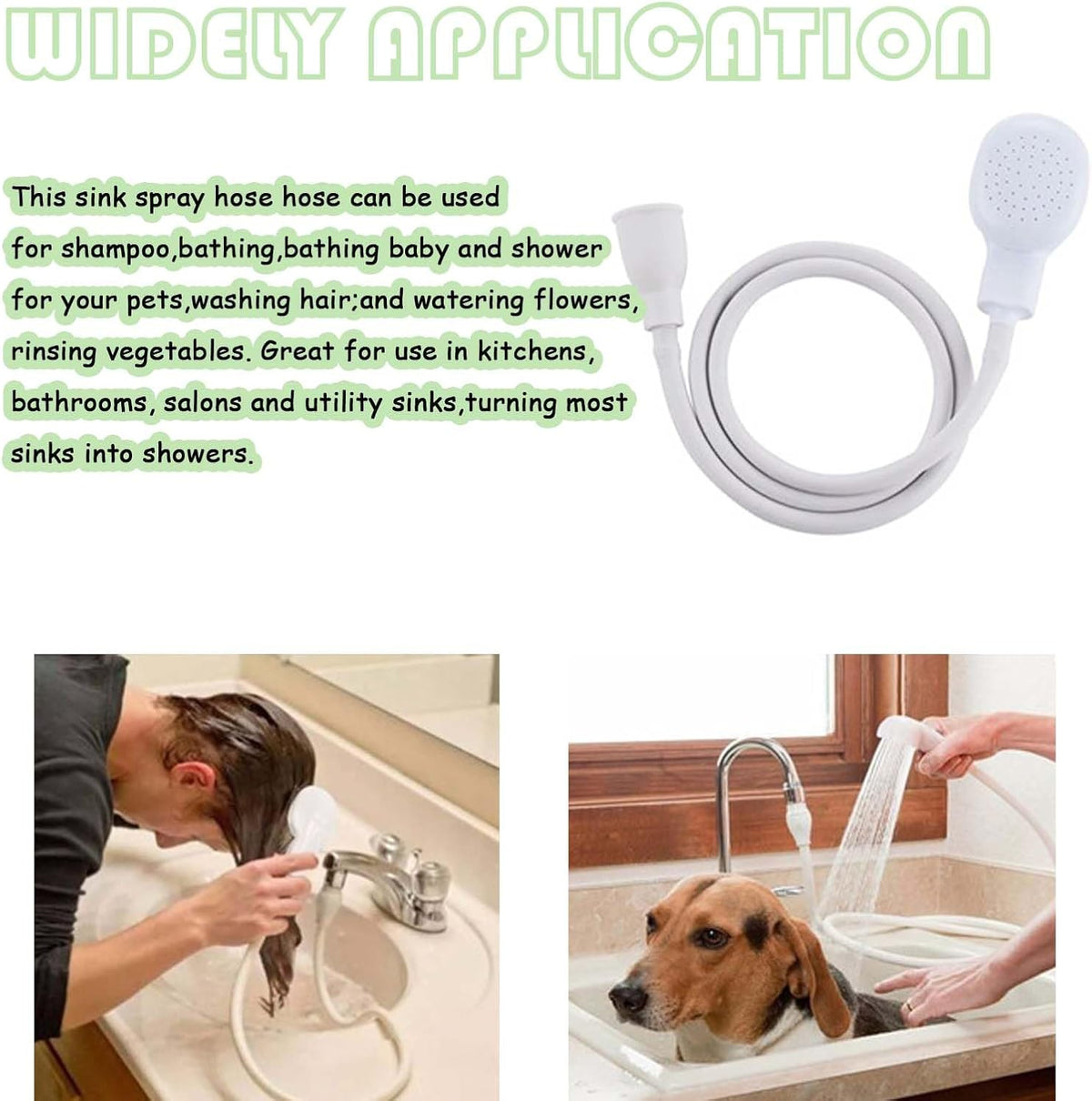 78.7in Portable Sink Hose Sprayer, Shampoo Sprayer Handheld Hose Shower Head Spray Hose for Bathing Baby, Pets Shower, Washing Hair, Rinsing Vegetables,Utility Sink