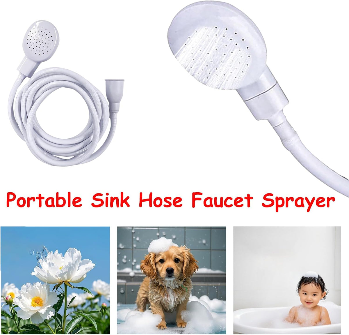 78.7in Portable Sink Hose Sprayer, Shampoo Sprayer Handheld Hose Shower Head Spray Hose for Bathing Baby, Pets Shower, Washing Hair, Rinsing Vegetables,Utility Sink