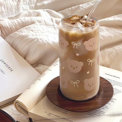 Christian 16oz Can Glass Tumbler with Acrylic Lid & Straw, Iced Coffee Cup for Women Girls, Aesthetic Cups Gifts for Birthday Christmas