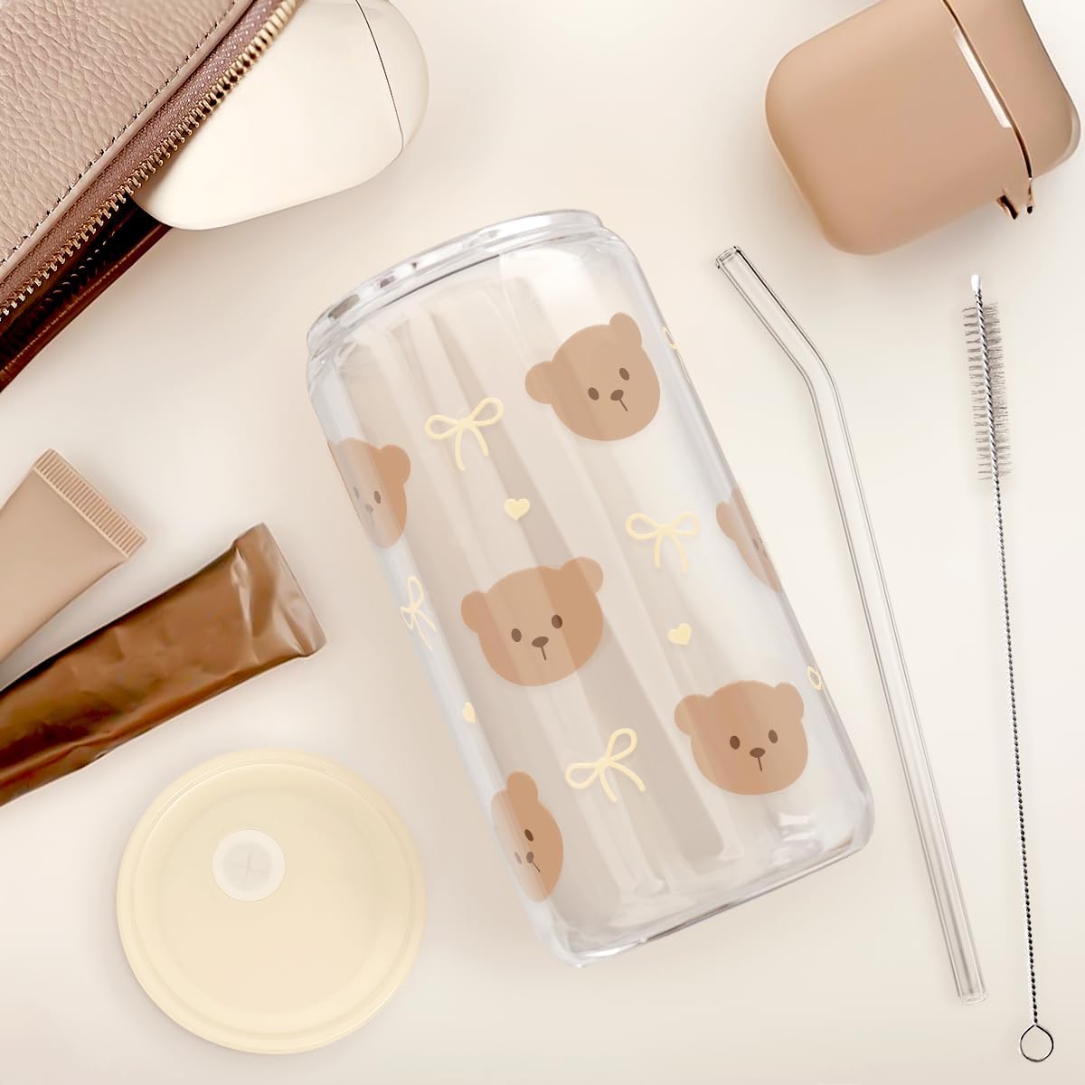 Christian 16oz Can Glass Tumbler with Acrylic Lid & Straw, Iced Coffee Cup for Women Girls, Aesthetic Cups Gifts for Birthday Christmas