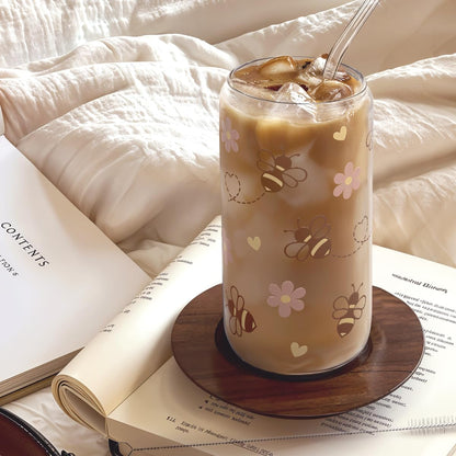 Christian 16oz Can Glass Tumbler with Acrylic Lid & Straw, Iced Coffee Cup for Women Girls, Aesthetic Cups Gifts for Birthday Christmas