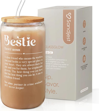 Christian 16oz Can Glass Tumbler with Acrylic Lid & Straw, Iced Coffee Cup for Women Girls, Aesthetic Cups Gifts for Birthday Christmas