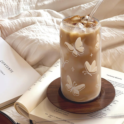 Christian 16oz Can Glass Tumbler with Acrylic Lid & Straw, Iced Coffee Cup for Women Girls, Aesthetic Cups Gifts for Birthday Christmas