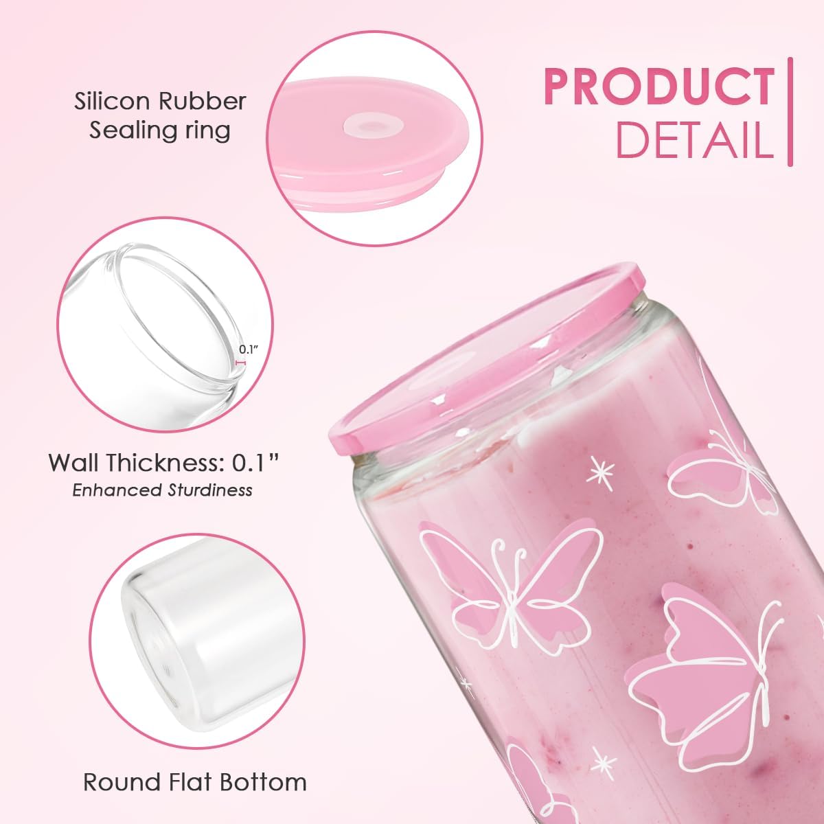 Christian 16oz Can Glass Tumbler with Acrylic Lid & Straw, Iced Coffee Cup for Women Girls, Aesthetic Cups Gifts for Birthday Christmas