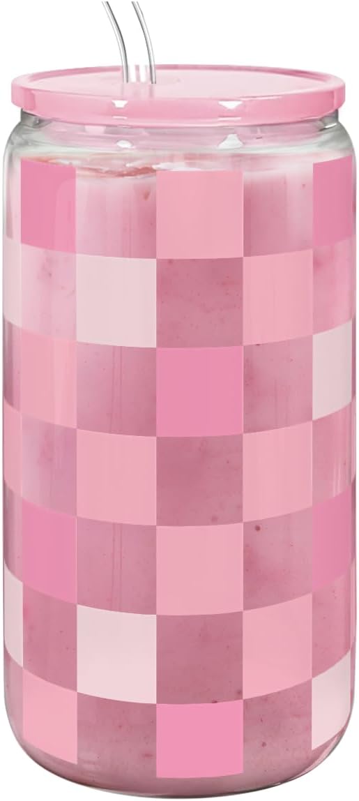 Christian 16oz Can Glass Tumbler with Acrylic Lid & Straw, Iced Coffee Cup for Women Girls, Aesthetic Cups Gifts for Birthday Christmas