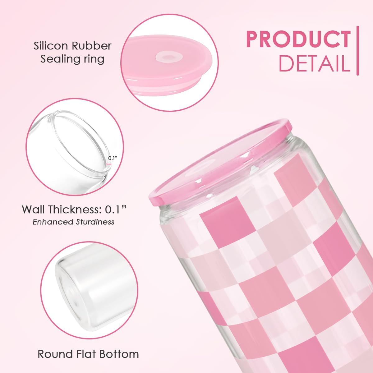 Christian 16oz Can Glass Tumbler with Acrylic Lid & Straw, Iced Coffee Cup for Women Girls, Aesthetic Cups Gifts for Birthday Christmas