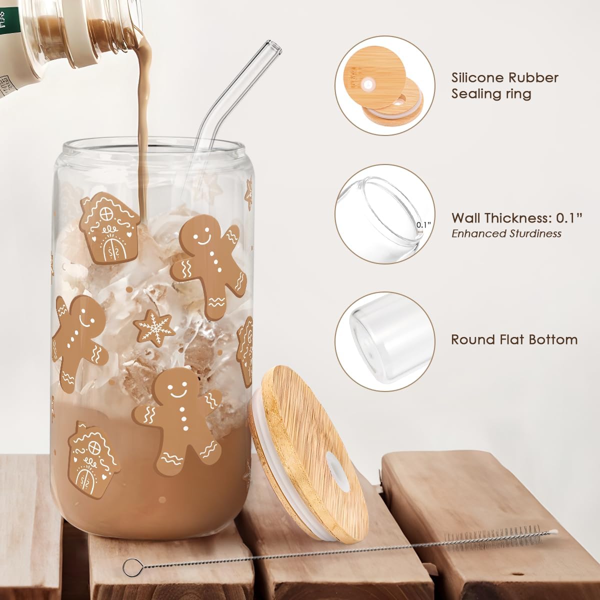 Christian 16oz Can Glass Tumbler with Acrylic Lid & Straw, Iced Coffee Cup for Women Girls, Aesthetic Cups Gifts for Birthday Christmas