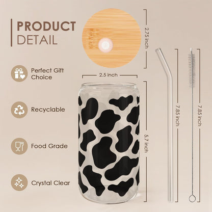 Christian 16oz Can Glass Tumbler with Acrylic Lid & Straw, Iced Coffee Cup for Women Girls, Aesthetic Cups Gifts for Birthday Christmas