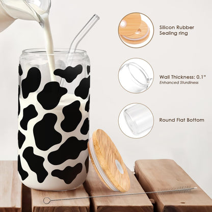 Christian 16oz Can Glass Tumbler with Acrylic Lid & Straw, Iced Coffee Cup for Women Girls, Aesthetic Cups Gifts for Birthday Christmas