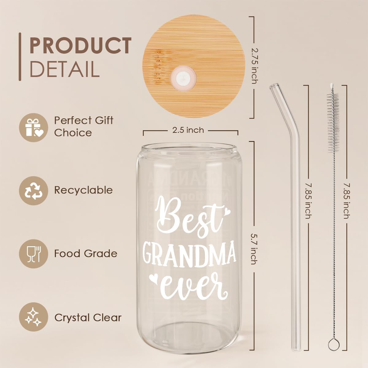 Christian 16oz Can Glass Tumbler with Acrylic Lid & Straw, Iced Coffee Cup for Women Girls, Aesthetic Cups Gifts for Birthday Christmas