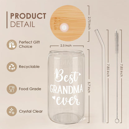 Christian 16oz Can Glass Tumbler with Acrylic Lid & Straw, Iced Coffee Cup for Women Girls, Aesthetic Cups Gifts for Birthday Christmas