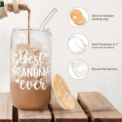 Christian 16oz Can Glass Tumbler with Acrylic Lid & Straw, Iced Coffee Cup for Women Girls, Aesthetic Cups Gifts for Birthday Christmas