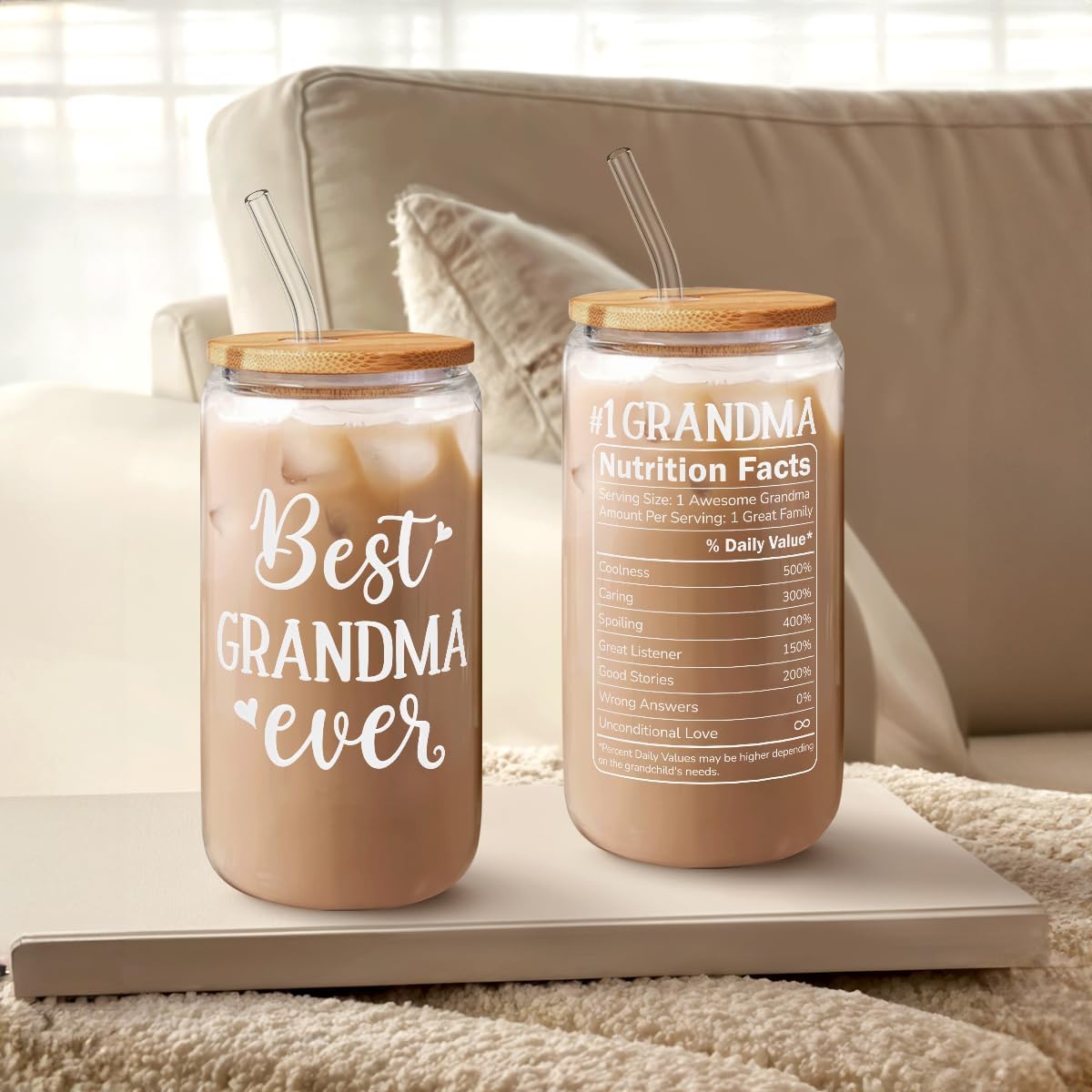 Christian 16oz Can Glass Tumbler with Acrylic Lid & Straw, Iced Coffee Cup for Women Girls, Aesthetic Cups Gifts for Birthday Christmas