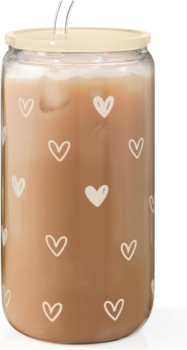 Christian 16oz Can Glass Tumbler with Acrylic Lid & Straw, Iced Coffee Cup for Women Girls, Aesthetic Cups Gifts for Birthday Christmas