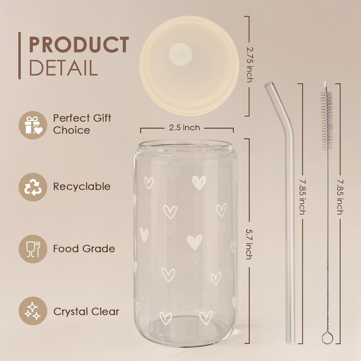 Christian 16oz Can Glass Tumbler with Acrylic Lid & Straw, Iced Coffee Cup for Women Girls, Aesthetic Cups Gifts for Birthday Christmas