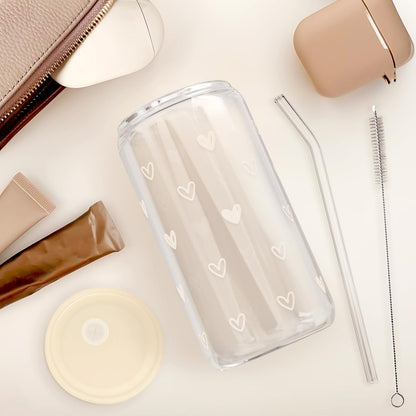 Christian 16oz Can Glass Tumbler with Acrylic Lid & Straw, Iced Coffee Cup for Women Girls, Aesthetic Cups Gifts for Birthday Christmas