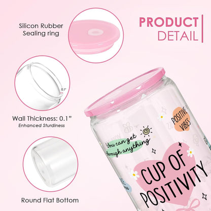 Christian 16oz Can Glass Tumbler with Acrylic Lid & Straw, Iced Coffee Cup for Women Girls, Aesthetic Cups Gifts for Birthday Christmas