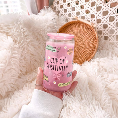 Christian 16oz Can Glass Tumbler with Acrylic Lid & Straw, Iced Coffee Cup for Women Girls, Aesthetic Cups Gifts for Birthday Christmas