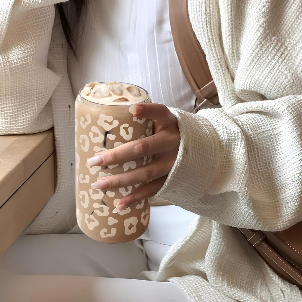 Christian 16oz Can Glass Tumbler with Acrylic Lid & Straw, Iced Coffee Cup for Women Girls, Aesthetic Cups Gifts for Birthday Christmas