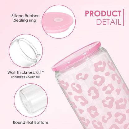 Christian 16oz Can Glass Tumbler with Acrylic Lid & Straw, Iced Coffee Cup for Women Girls, Aesthetic Cups Gifts for Birthday Christmas