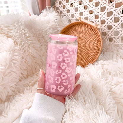 Christian 16oz Can Glass Tumbler with Acrylic Lid & Straw, Iced Coffee Cup for Women Girls, Aesthetic Cups Gifts for Birthday Christmas