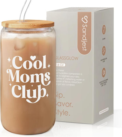 Christian 16oz Can Glass Tumbler with Acrylic Lid & Straw, Iced Coffee Cup for Women Girls, Aesthetic Cups Gifts for Birthday Christmas