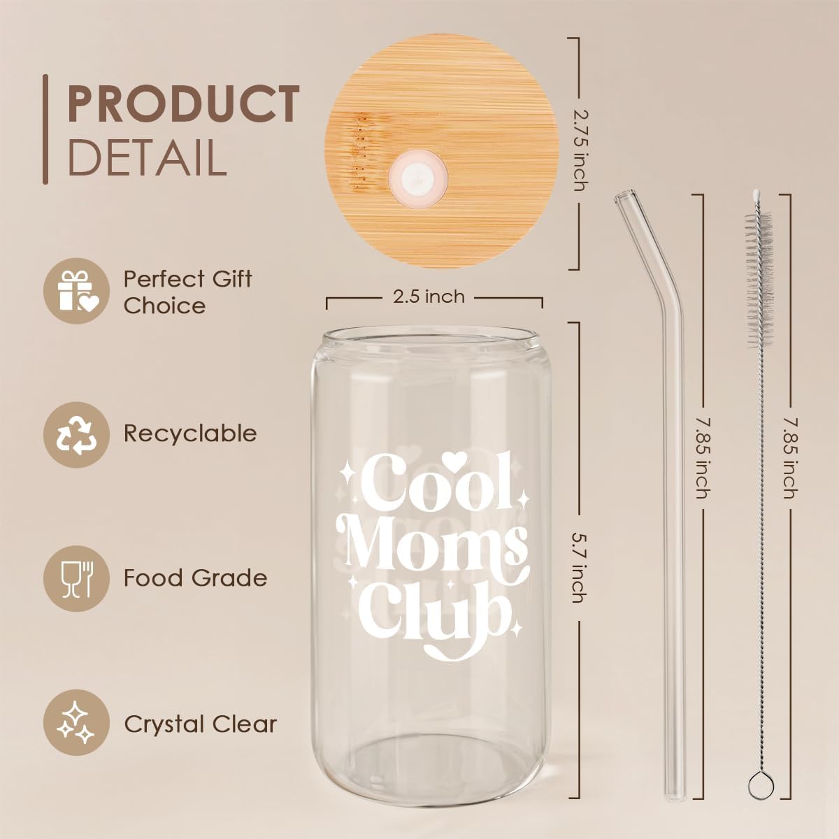 Christian 16oz Can Glass Tumbler with Acrylic Lid & Straw, Iced Coffee Cup for Women Girls, Aesthetic Cups Gifts for Birthday Christmas
