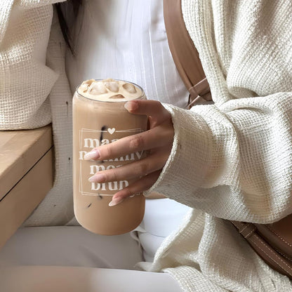 Christian 16oz Can Glass Tumbler with Acrylic Lid & Straw, Iced Coffee Cup for Women Girls, Aesthetic Cups Gifts for Birthday Christmas